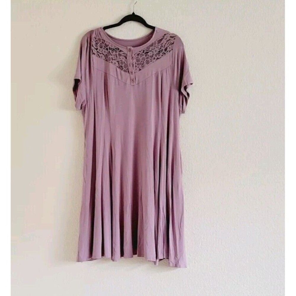 Torrid Super Soft Knits Jersey Short T Shirt Swing Dress Lace Size 2X Pockets